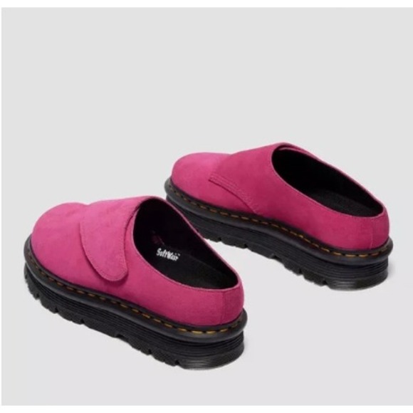 Dr. Martens Zebzag AnyWair Fuchsia Pink Bronx Suede Platform Mules Size 8 - Picture 3 of 6